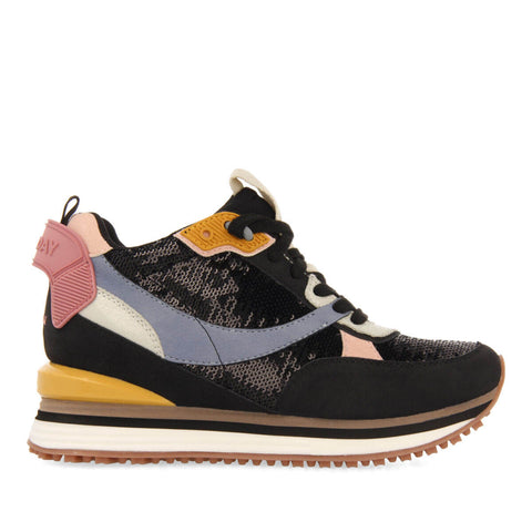 SNEAKERS À PAILLETTES NOIRES ET TALONNETTE INVISIBLE POUR FEMME ALYTH   