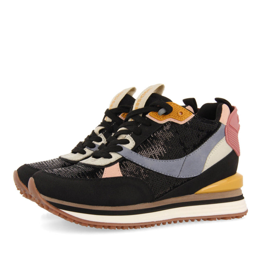 Sneakers à paillettes noires et talonnette invisible pour femme alyth   