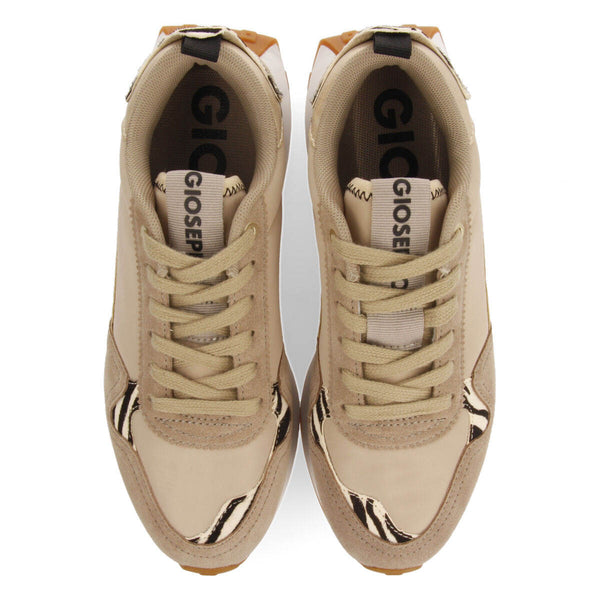 Naestved women's beige retro sneakers with animal print