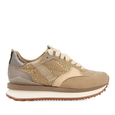 SNEAKERS BEIGE MONOCHROME AVEC DÉTAIL DE PIERRERIES POUR FEMME ETHAN 