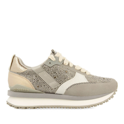 SNEAKERS GRISES MONOCHROMES AVEC DÉTAIL DE PIERRERIES POUR FEMME ETHAN 