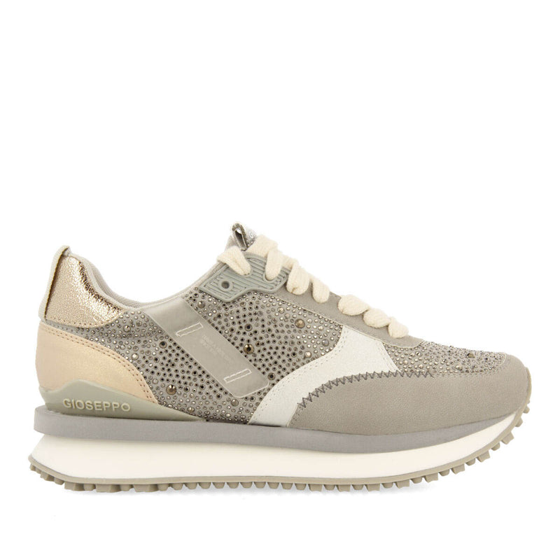 SNEAKERS CINZENTOS MONOCOLORIDOS COM DETALHE DE CRISTAIS PARA MULHER ETHAN 