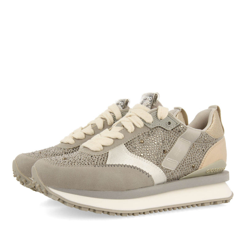 SNEAKERS CINZENTOS MONOCOLORIDOS COM DETALHE DE CRISTAIS PARA MULHER ETHAN 