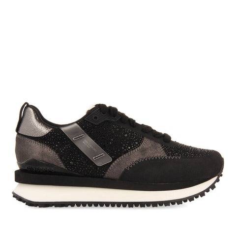 SNEAKERS NOIRES MONOCHROMES AVEC DÉTAIL DE PIERRERIES POUR FEMME ETHAN 