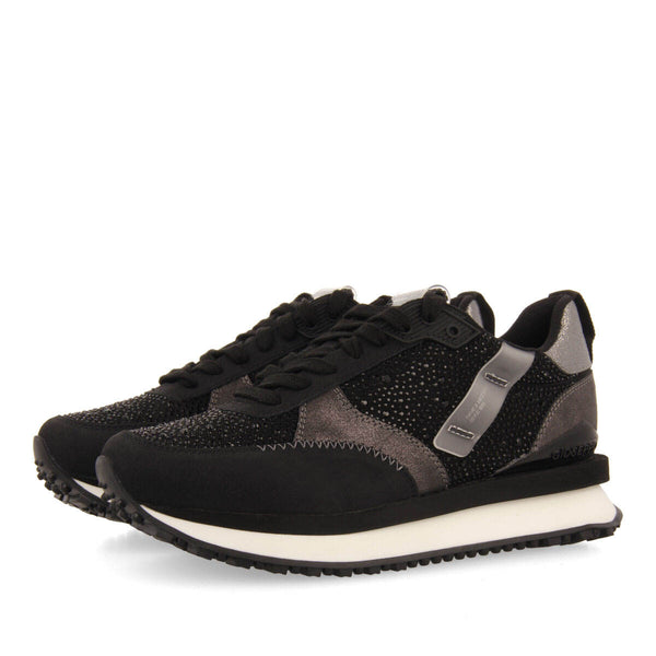 Sneakers nere monocolore con dettagli di cristalli da donna ethan 