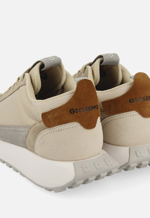 Carluke men's beige retro sneakers with contrasting colours