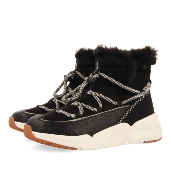 Sneakers tipo botín estilo après ski negras para niña y niño hainfeld
