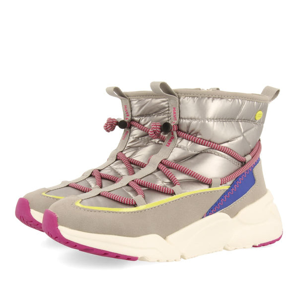 Sneakers tipo botín estilo après ski plata para niña y niño lekang