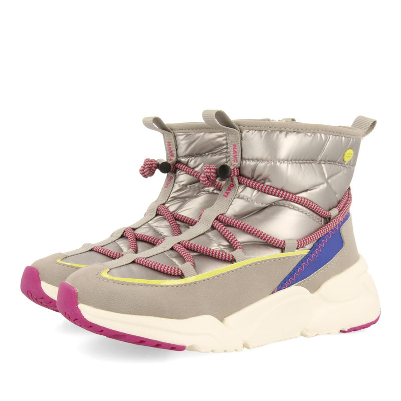 Sneakers tipo botín estilo après ski plata para niña y niño lekang