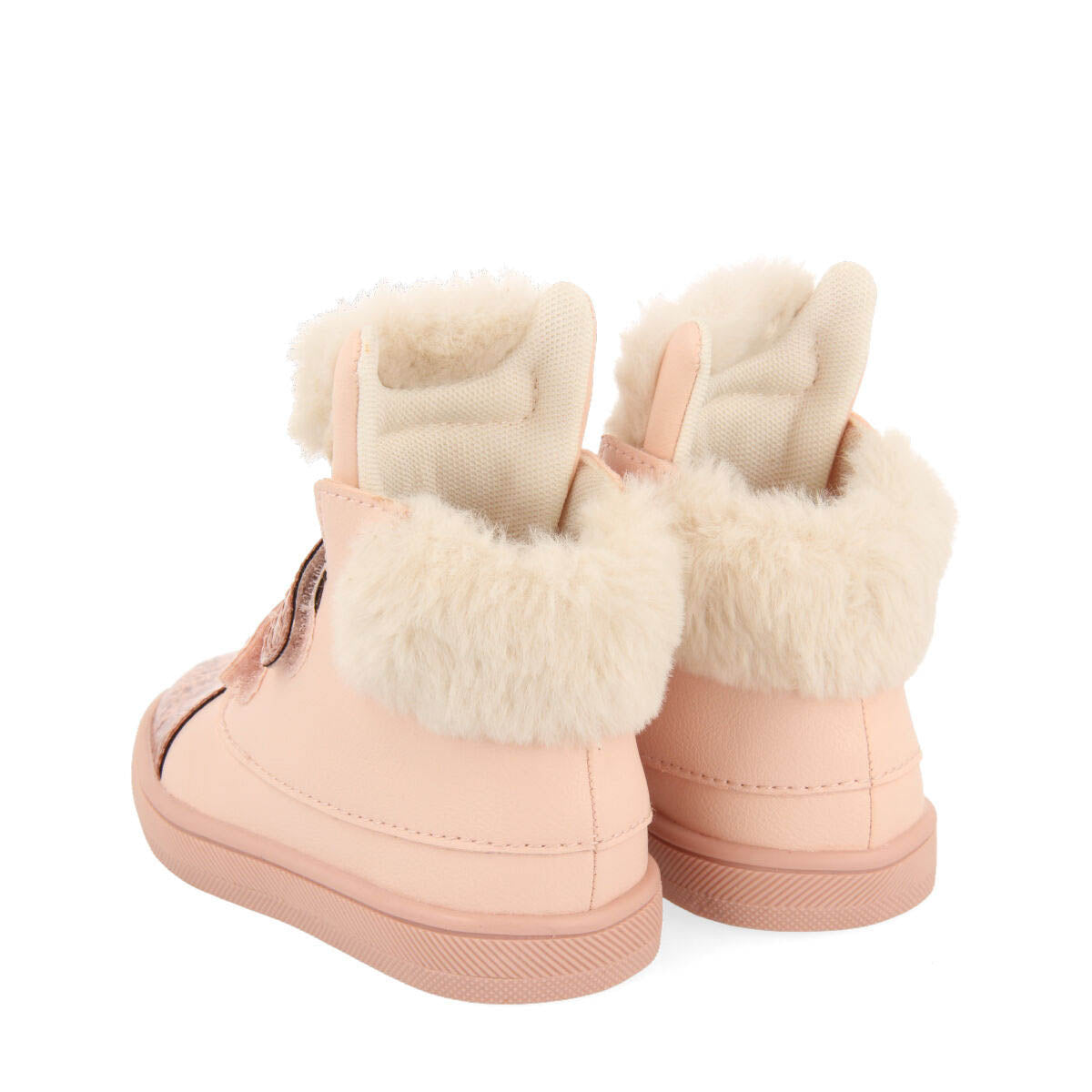 Akaska babies' pink boot-style sneakers with a llama face