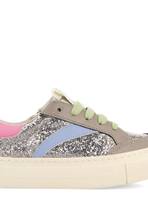 Pettvika children's dark silver sneakers with details