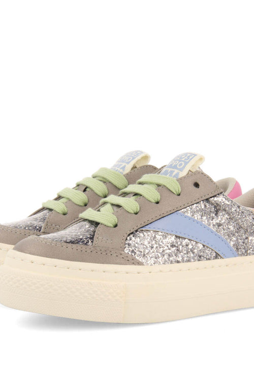 Pettvika children's dark silver sneakers with details