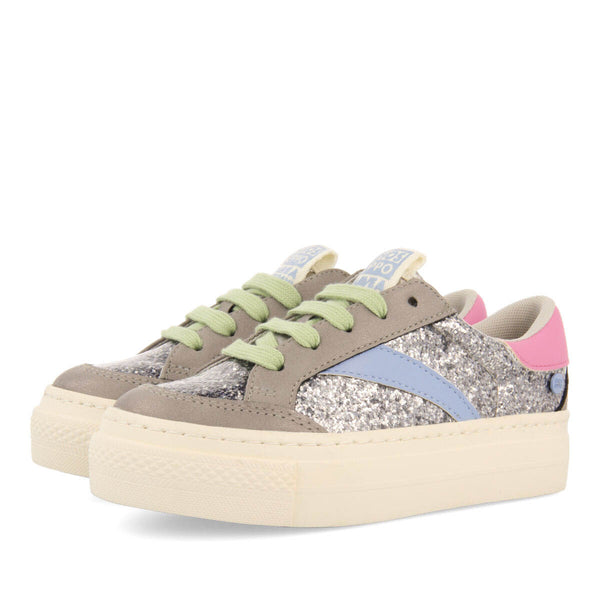 Pettvika children's dark silver sneakers with details