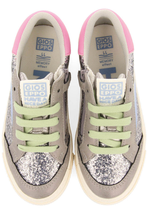 Pettvika children's dark silver sneakers with details