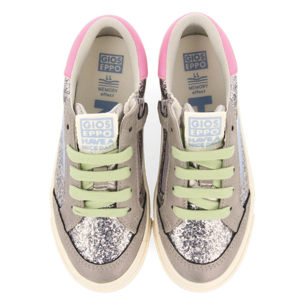 Pettvika children's dark silver sneakers with details