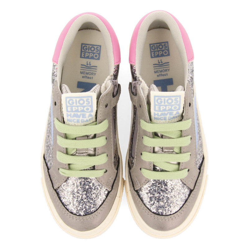 Pettvika children's dark silver sneakers with details