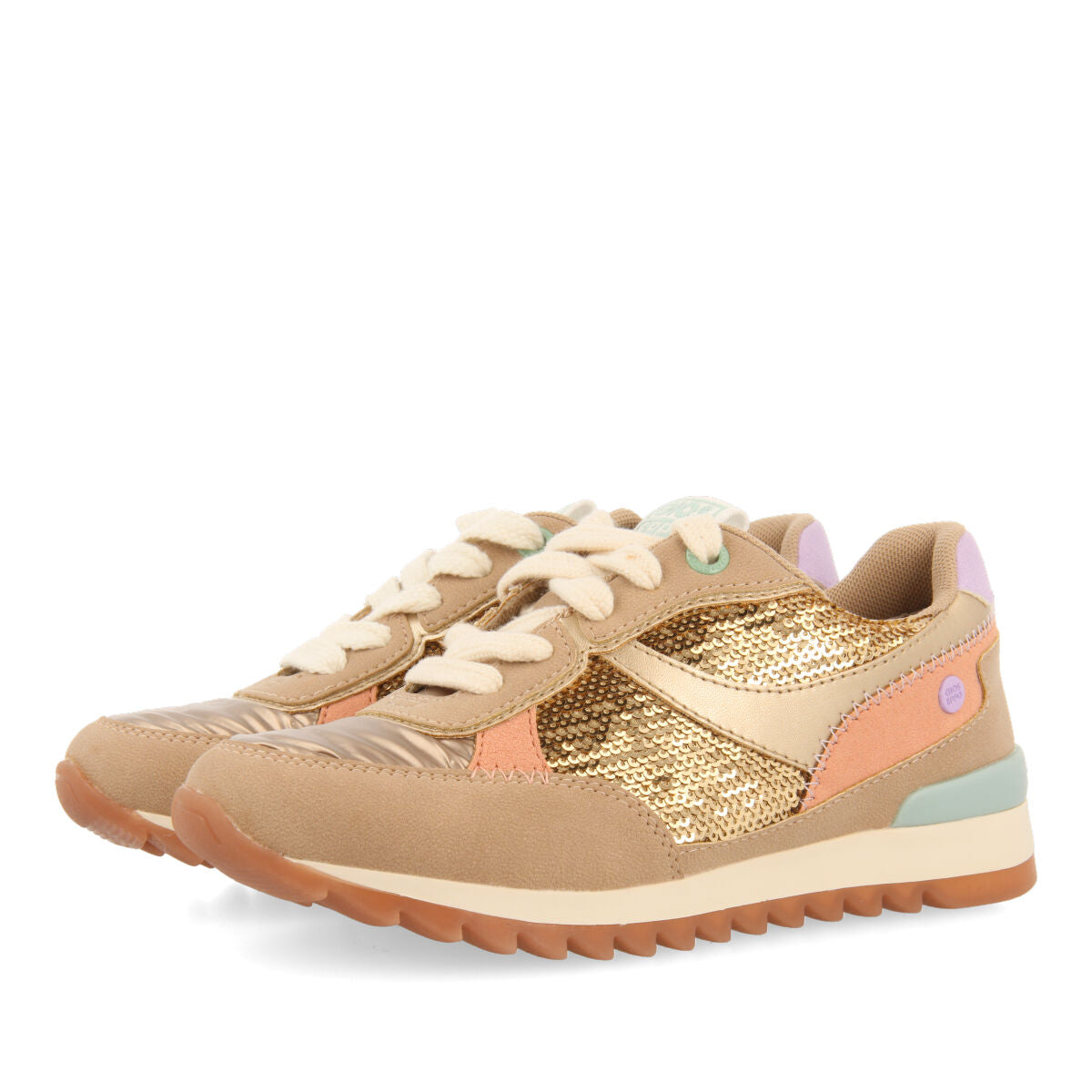 Metheven children's gold sequinned sneakers
