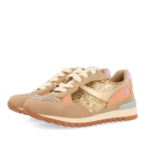 Sneakers à paillettes dorées pour fille et garçon metheven 