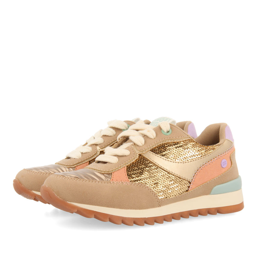 Sneakers à paillettes dorées pour fille et garçon metheven 