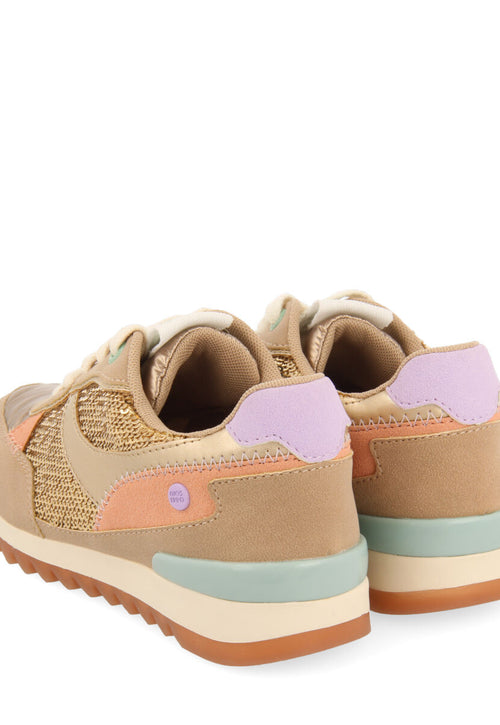 Sneakers con lentejuelas doradas para niña y niño metheven