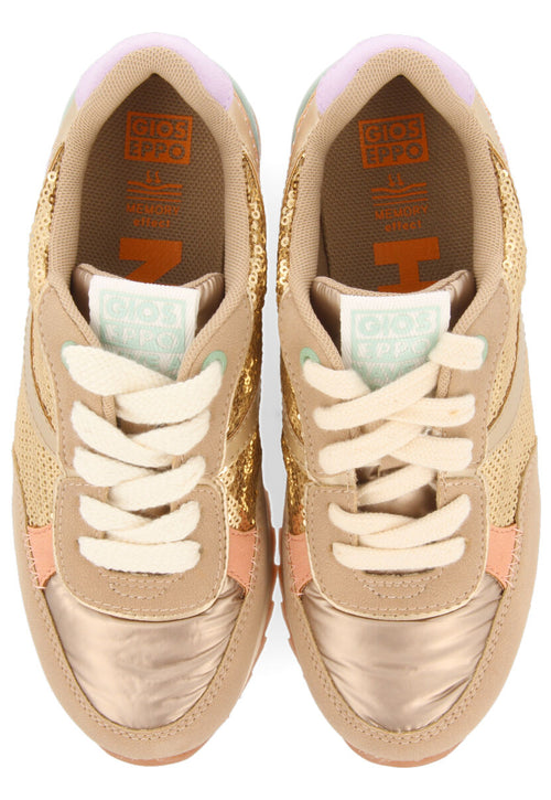 Sneakers con lentejuelas doradas para niña y niño metheven