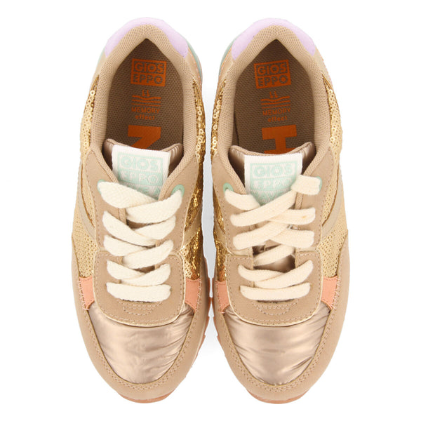 Sneakers à paillettes dorées pour fille et garçon metheven 