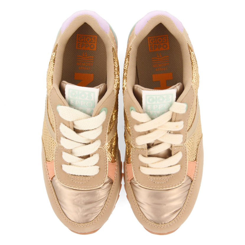 Sneakers à paillettes dorées pour fille et garçon metheven 