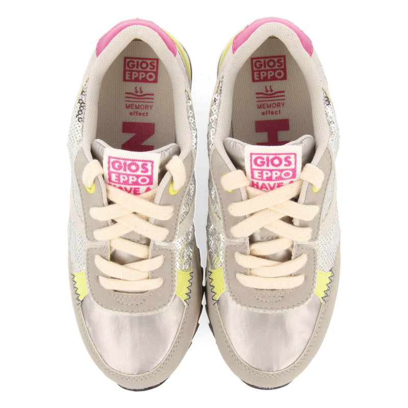 Sneakers à paillettes argentées pour fille et garçon metheven 