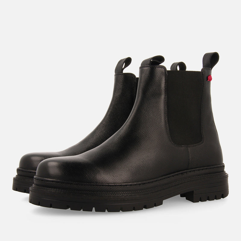 BOTAS TIPO CHELSEA DE PELE DE COR PRETA PARA HOMEM HERRICK