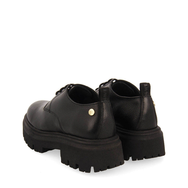 Zapatos negros de piel estilo blucher para niña y niño sorli