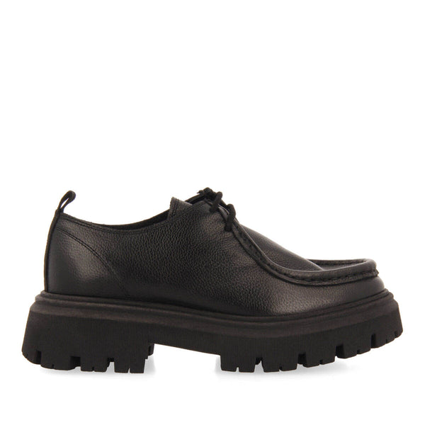 Mocasines negros de piel estilo wallabee para niña y niño thaya