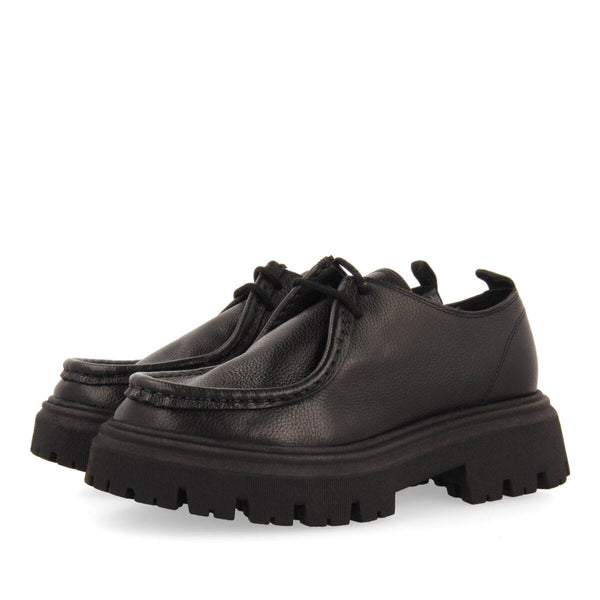 Mocasines negros de piel estilo wallabee para niña y niño thaya