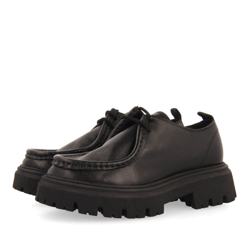 Mocasines negros de piel estilo wallabee para niña y niño thaya