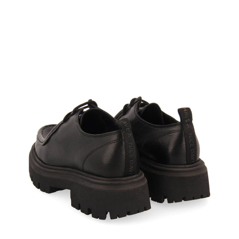 Mocasines negros de piel estilo wallabee para niña y niño thaya