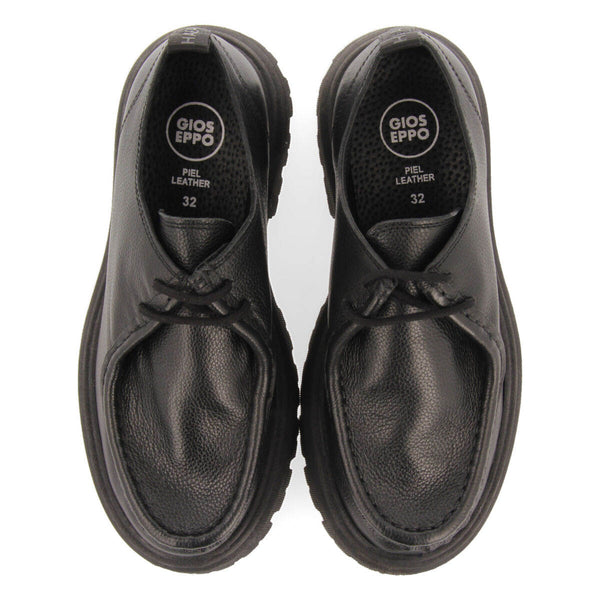 Mocasines negros de piel estilo wallabee para niña y niño thaya