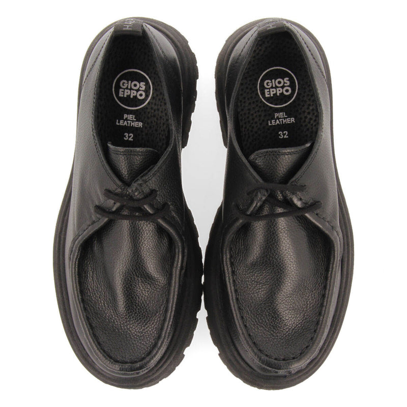 Mocasines negros de piel estilo wallabee para niña y niño thaya