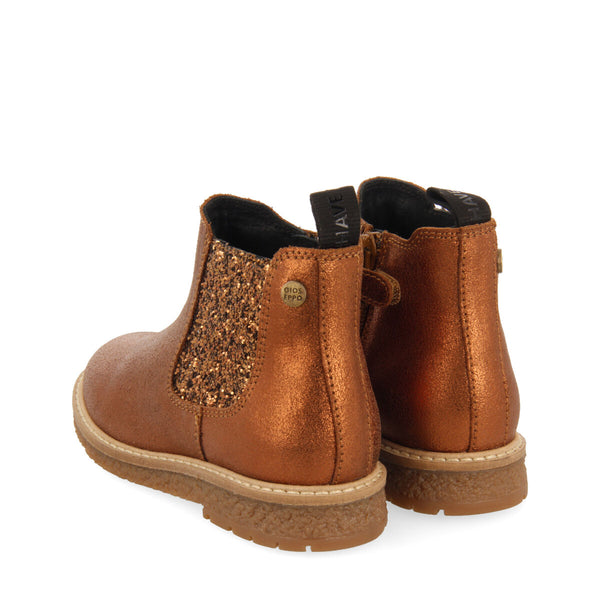 Botines color cobre tipo chelsea para niña y niño agar