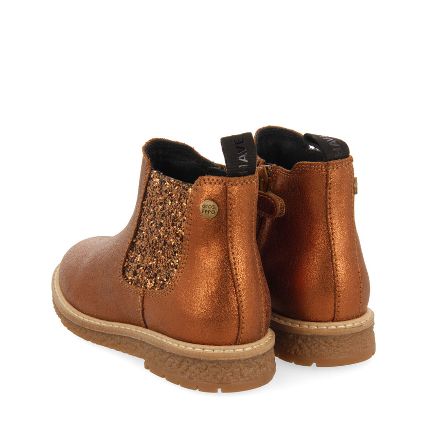 Botines color cobre tipo chelsea para niña y niño agar