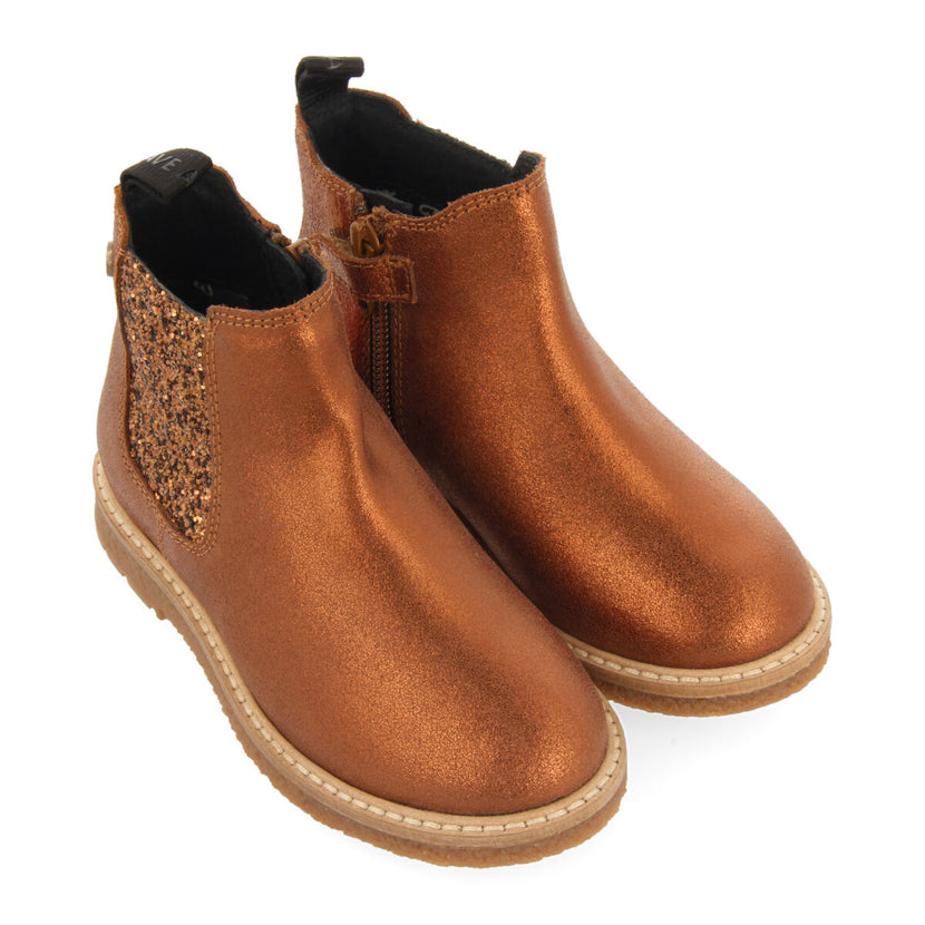 Botines color cobre tipo chelsea para niña y niño agar