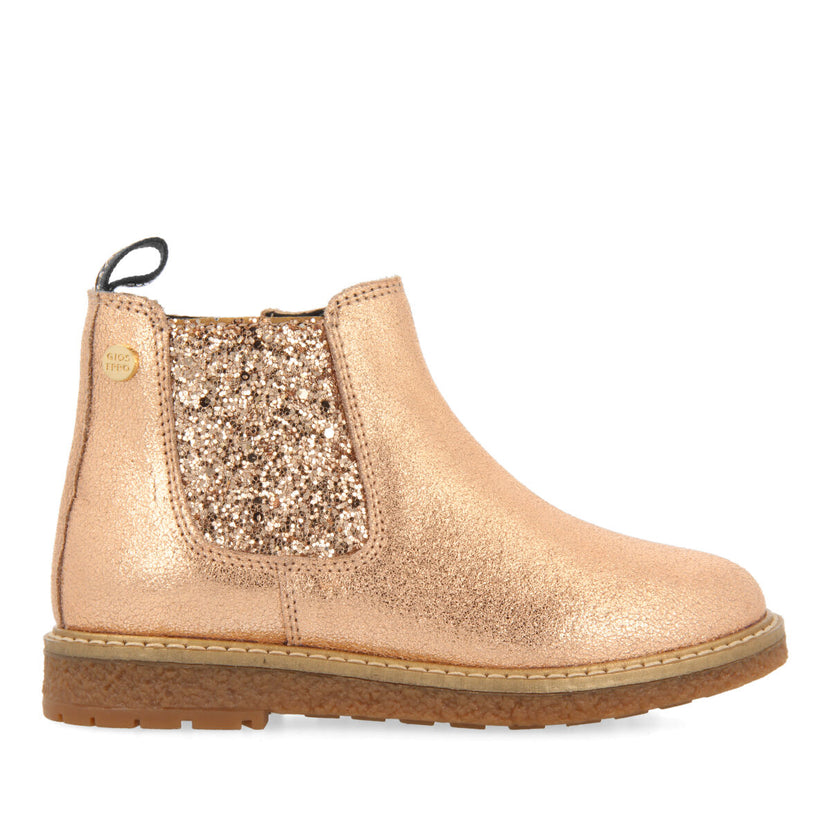 Botines color oro rosado tipo chelsea para niña y niño agar