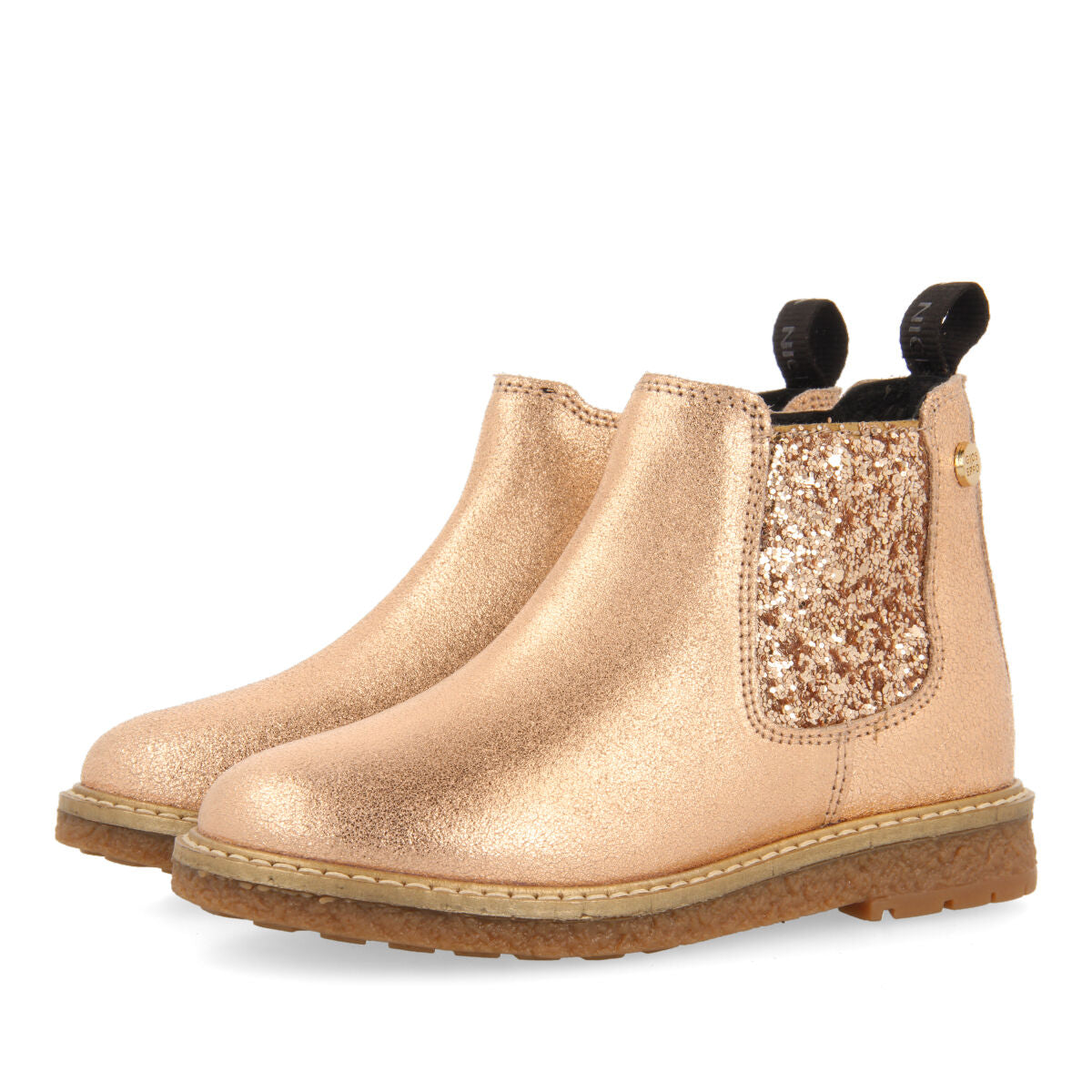 Stivaletti color oro rosa tipo chelsea per bambina e bambino agar  