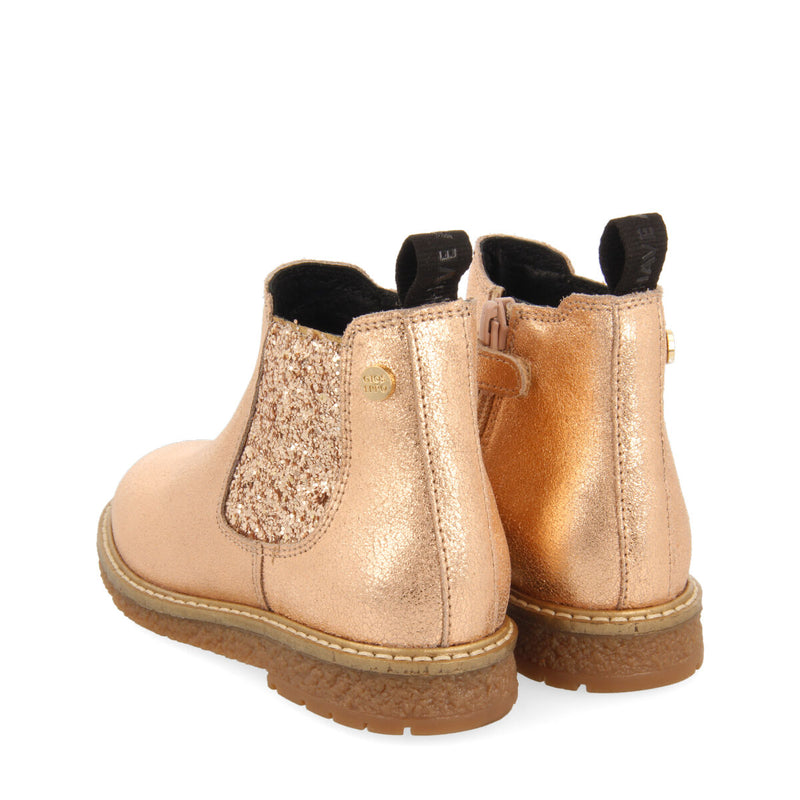 Botines color oro rosado tipo chelsea para niña y niño agar