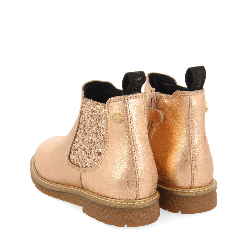 Botines color oro rosado tipo chelsea para niña y niño agar