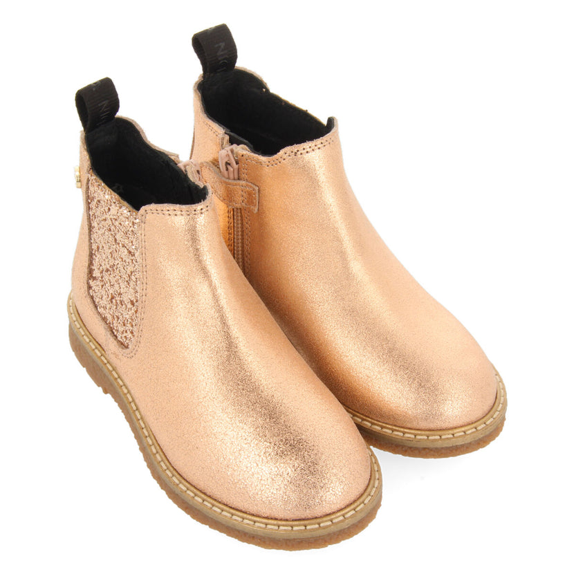 Botines color oro rosado tipo chelsea para niña y niño agar