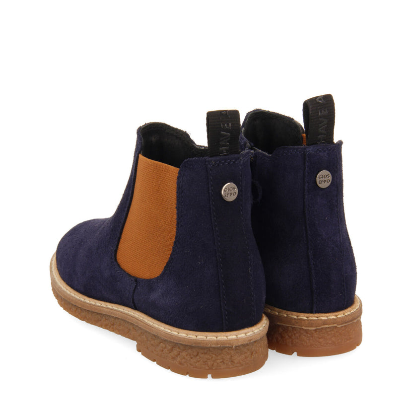 Mattsee children's navy blue leather chelsea boots