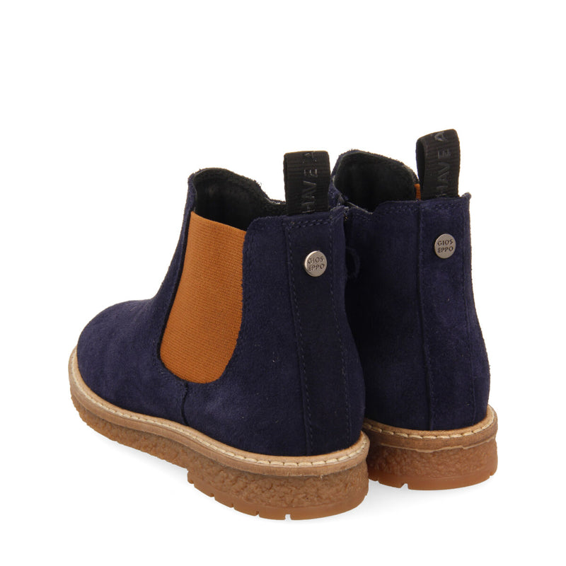 Mattsee children's navy blue leather chelsea boots