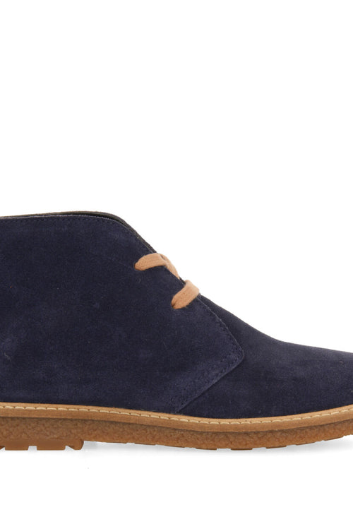 Rekvik children's navy blue leather lace-up ankle boots