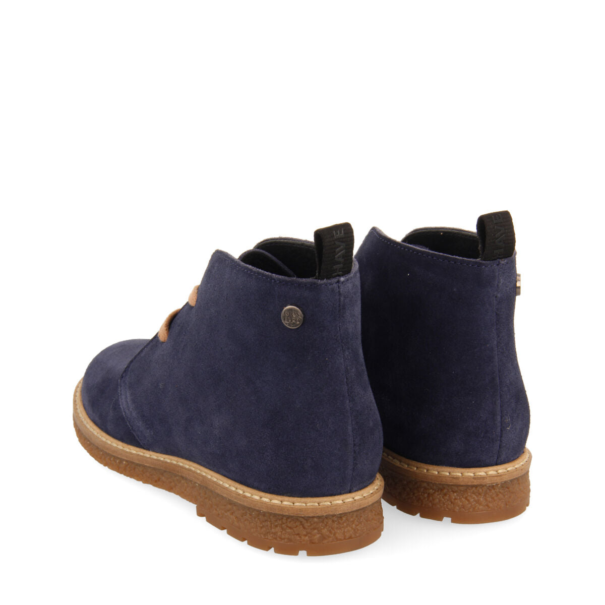Rekvik children's navy blue leather lace-up ankle boots