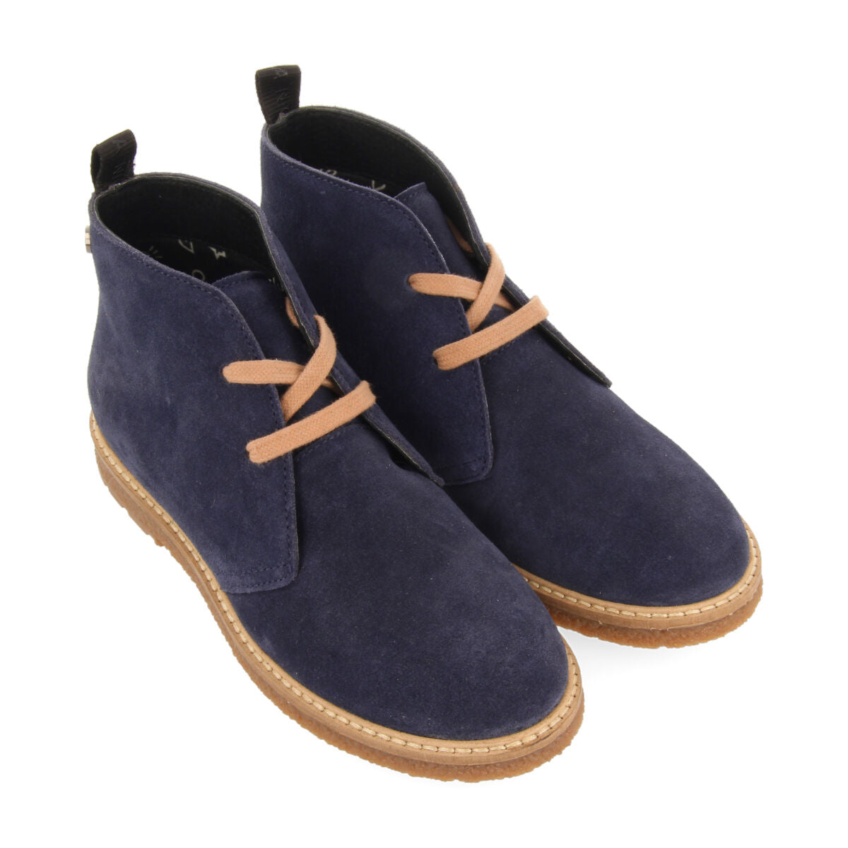 Rekvik children's navy blue leather lace-up ankle boots