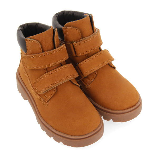 Gablitz children's tan leather ankle boots with adjustable straps